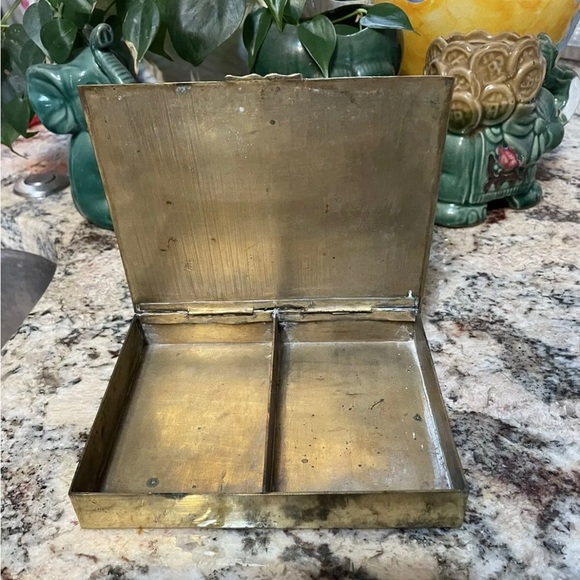 Art Deco Brass Double Playing Card Case w/cards Crystal Palace PB Princess - Picture 2 of 5